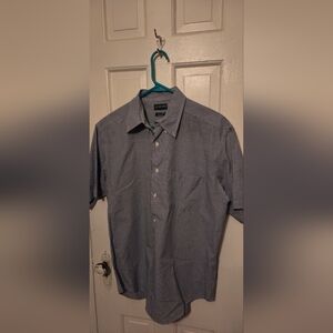Men's Dockers Recode  Blue Micro-Check Short Sleeve Dress Shirt Size Medium